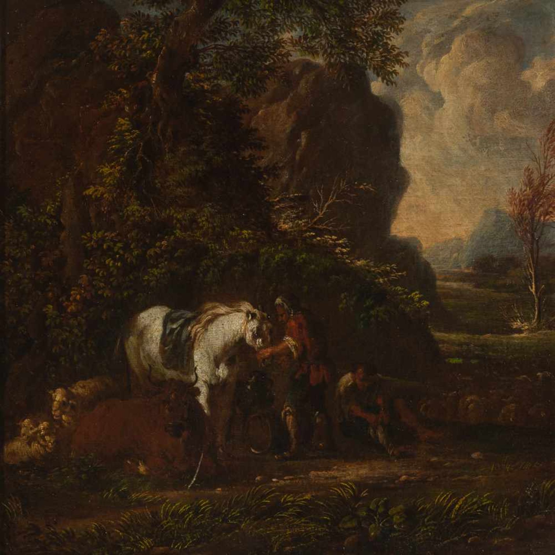 Flemish school of the 17th century"Landscapes with characters"Pair of oils on canvas. 26 x 36 cm. - Bild 2 aus 9