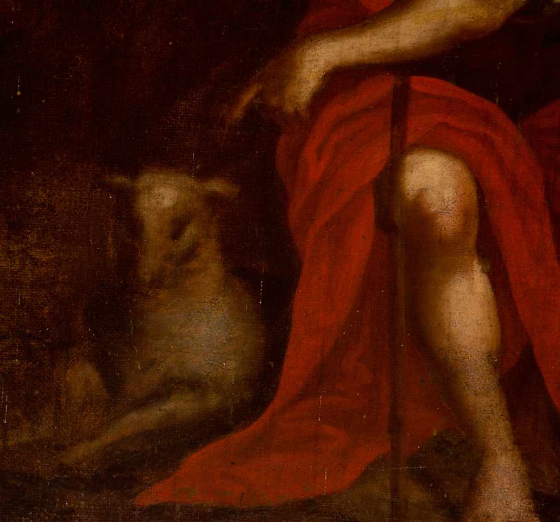 17th century Spanish School."Saint John the Baptist"Oil on canvas. Lined. 57 x 146 cm.- - -22.00 % - Bild 3 aus 4