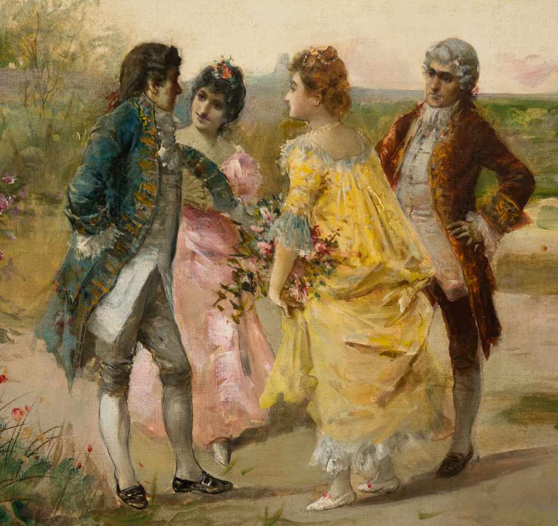Ramón Muñoz Rubio (Jaén, 1877 - Early twentieth century)"Scenes of chivalry"Pair of oils on - Bild 12 aus 13