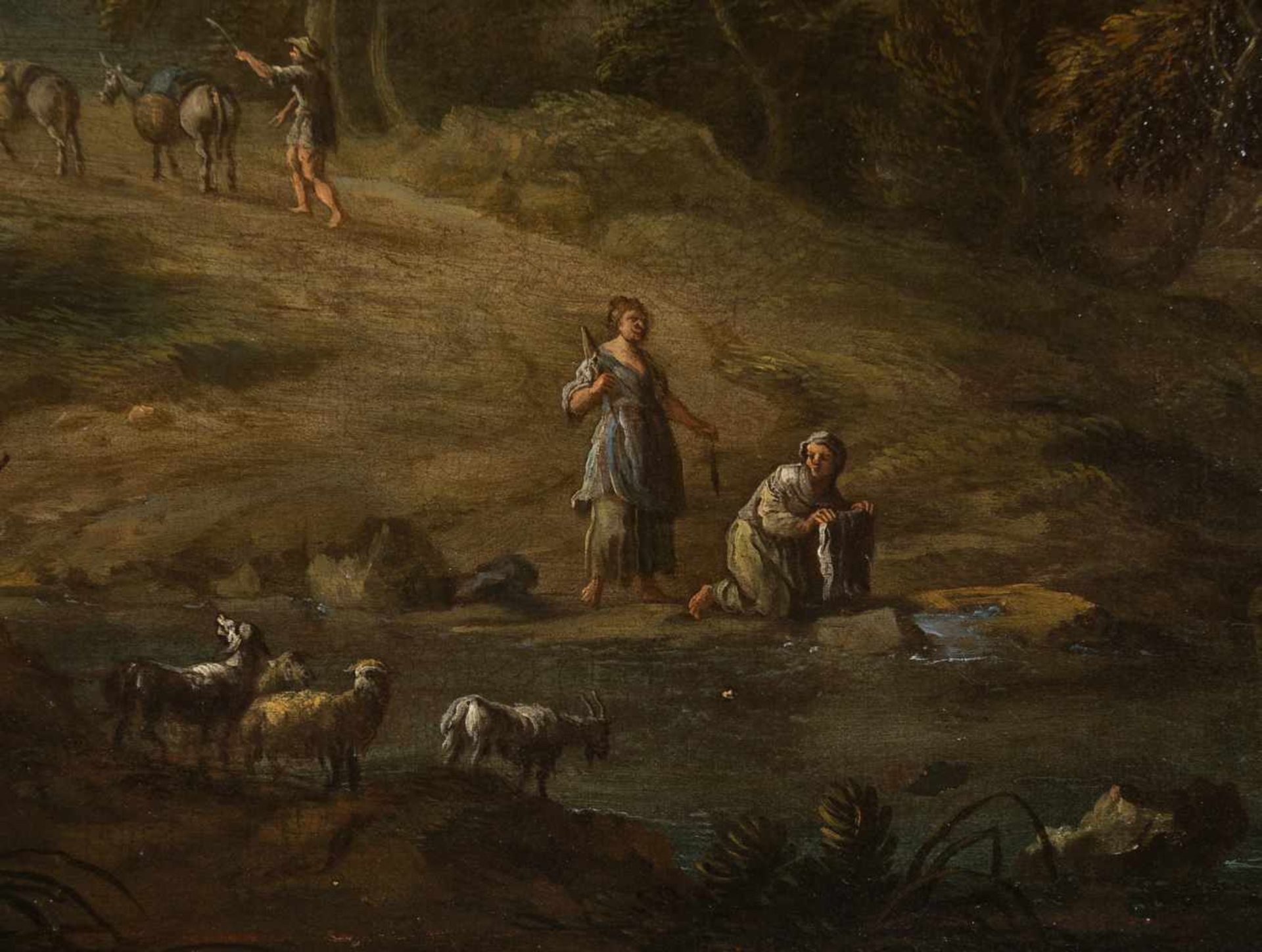 European School of the second half of the 18th century"Italian landscape"Oil on canvas. 76 x 102 cm. - Bild 3 aus 6