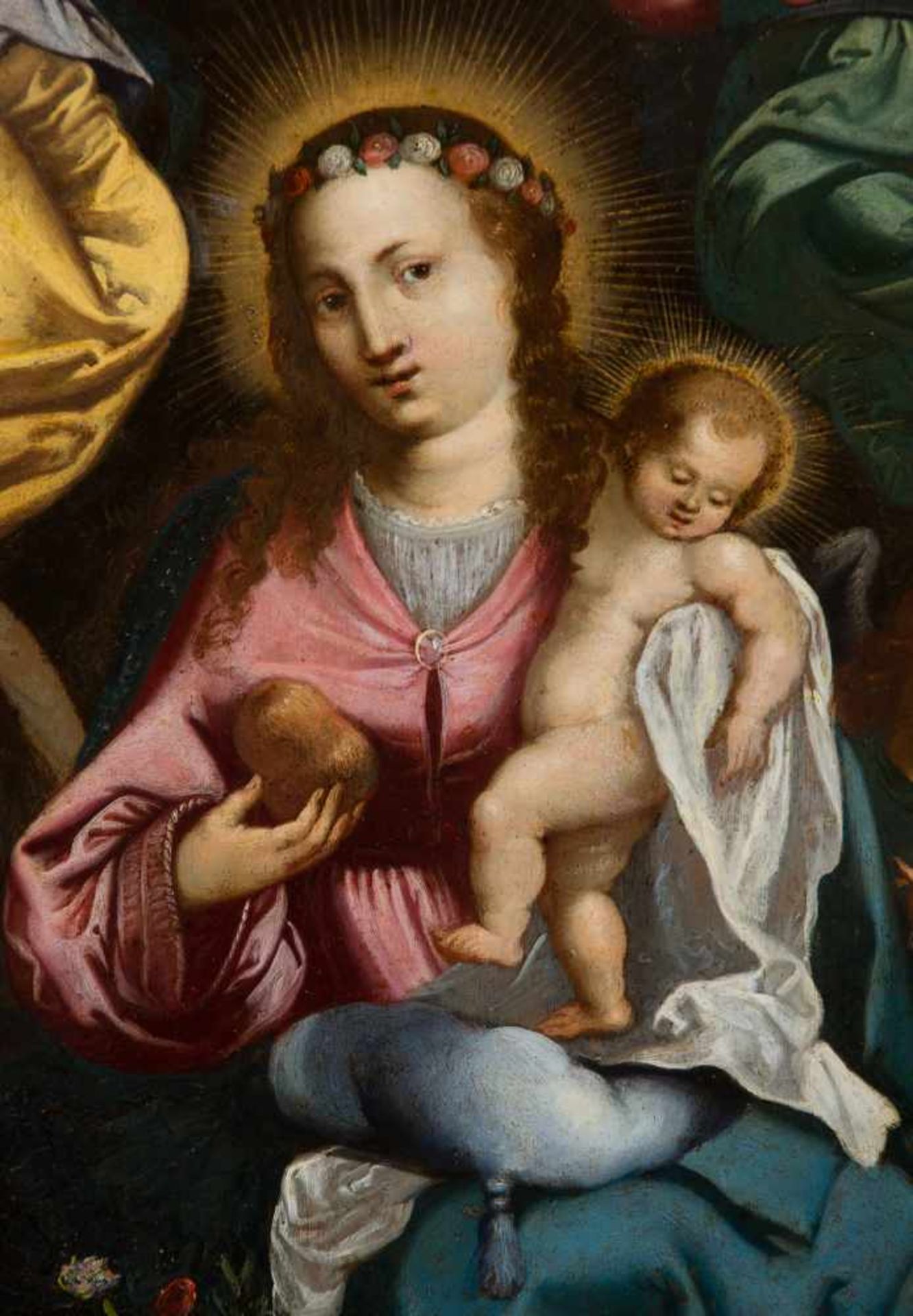 German or Flemish school of the 17th century"Virgin with crowned child"Oil on copper. 68 x 54 cm. - Bild 2 aus 9