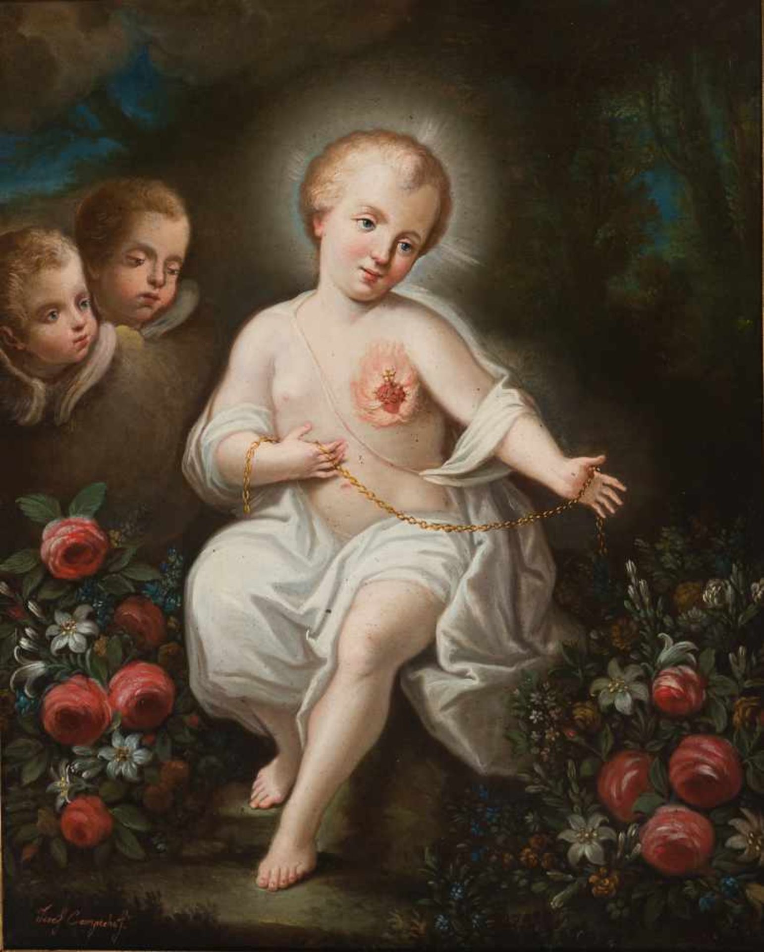 Colonial School of the last quarter of the 18th century"Joy of the Sacred Heart of Jesus"Oil on