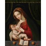 Flemish Hispanic school of the first half of the 16th century "Our Lady and the child" Oil on panel.