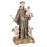 "Saint Anthony of Padua with the Christ Child". Carved wooden, polychromed, gilded and estofado