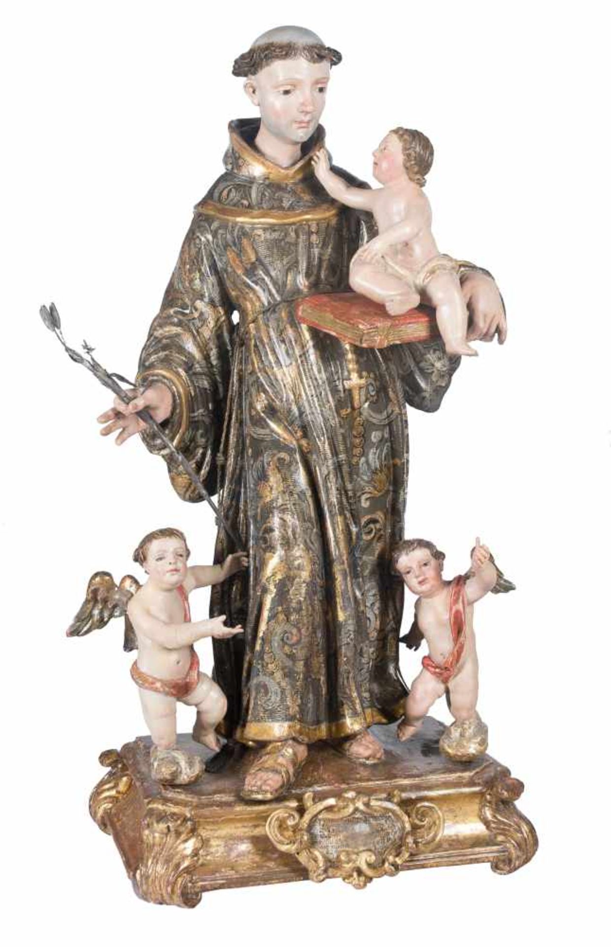 "Saint Anthony of Padua with the Christ Child". Carved wooden, polychromed, gilded and estofado