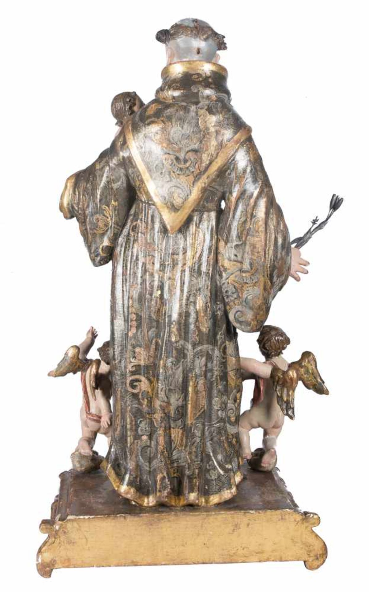 "Saint Anthony of Padua with the Christ Child". Carved wooden, polychromed, gilded and estofado - Bild 5 aus 7