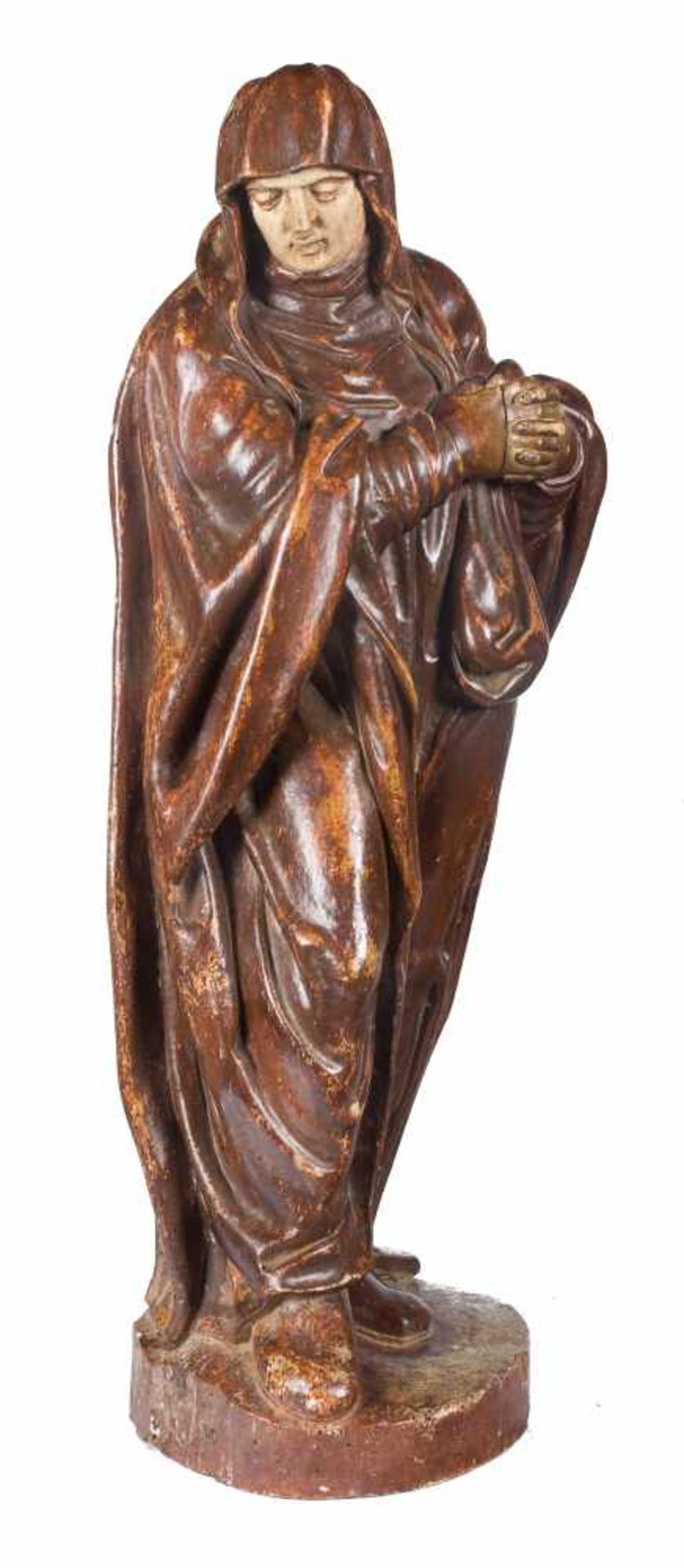 "Virgin of Calvary". Carved and polychrome wooden sculpture. Spanish school. Circa 1600. Height: