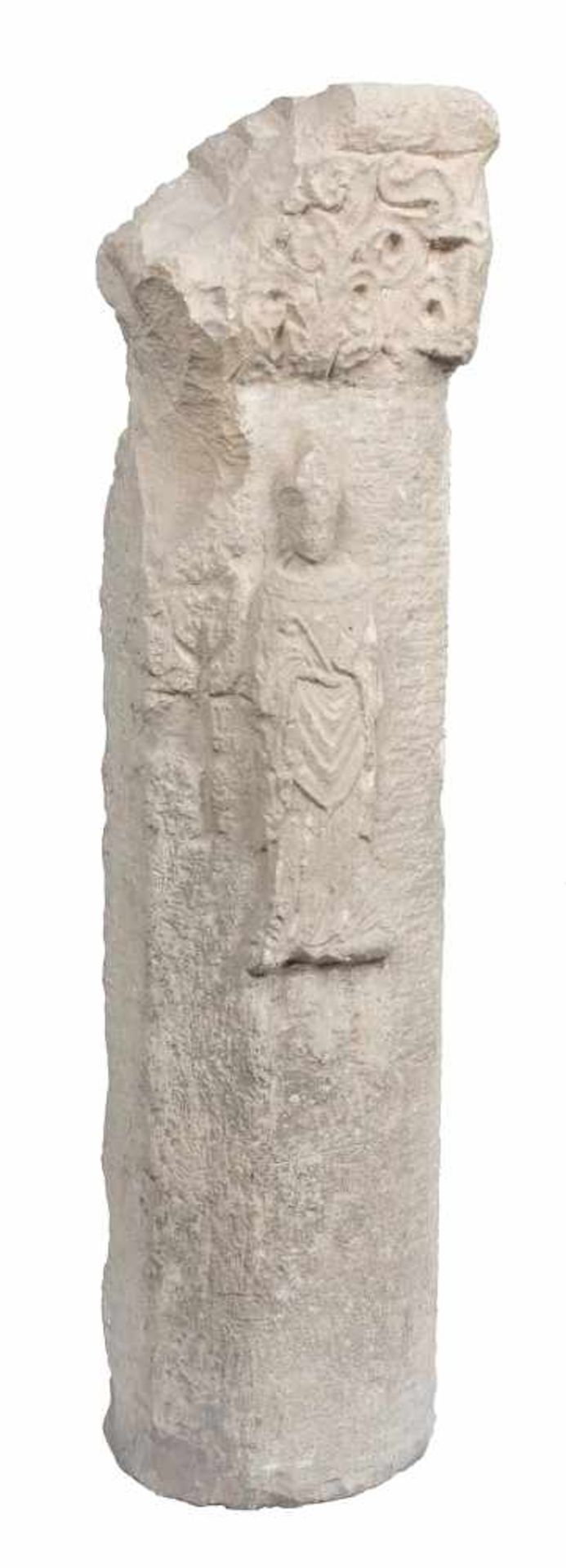 Sculpted stone architectural element. Gothic. 14th century.On the back is the figure of a finely - Bild 2 aus 5