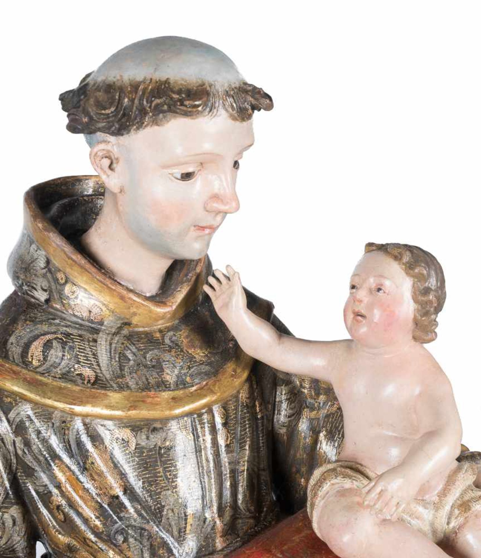 "Saint Anthony of Padua with the Christ Child". Carved wooden, polychromed, gilded and estofado - Bild 3 aus 7