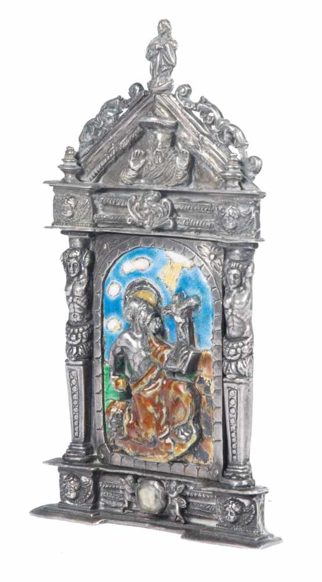 Juan de Orona (Zaragoza, documented from 1554 - 1591)Large carved silver pax which is chiselled, - Bild 3 aus 6