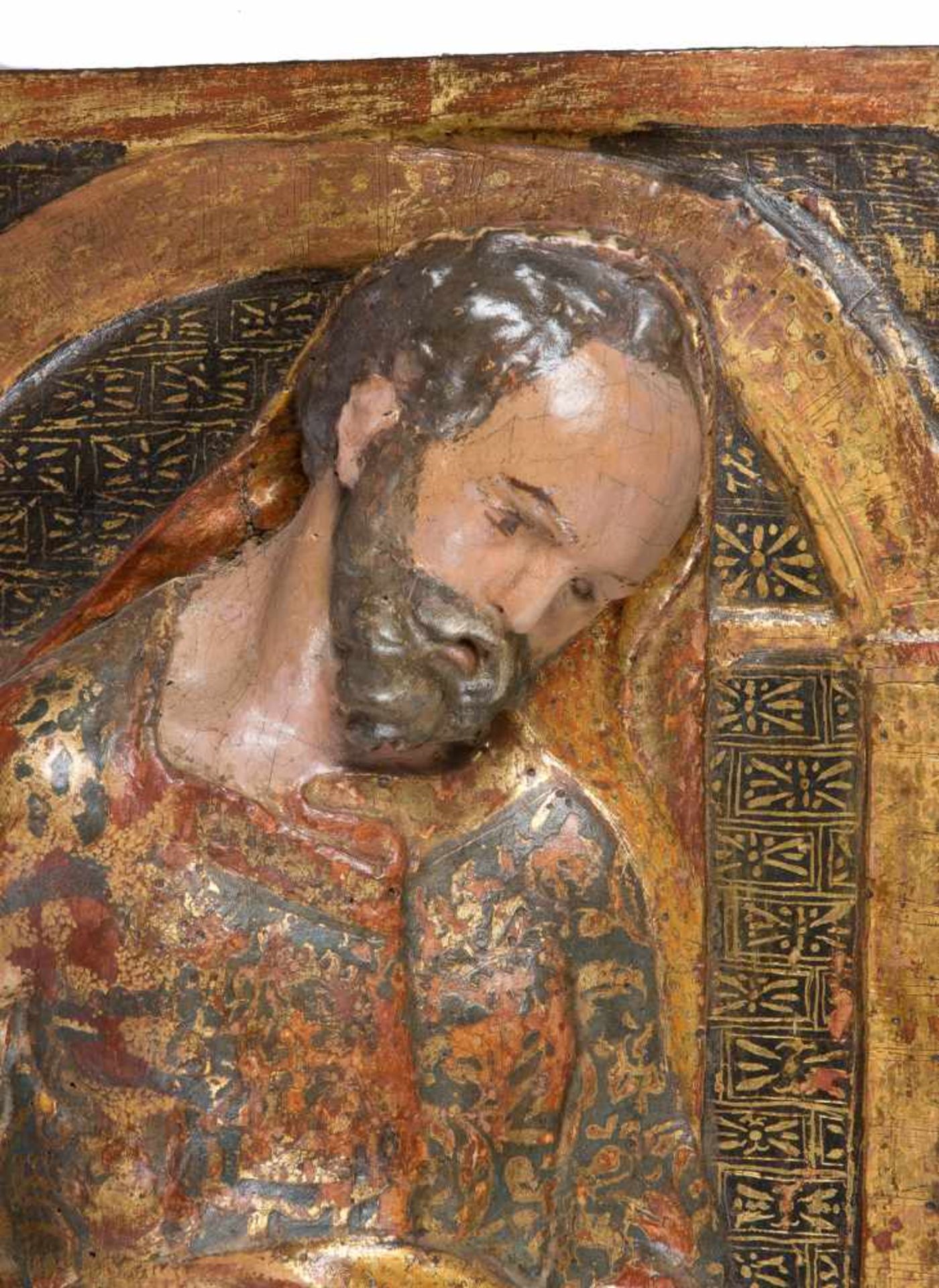 "St. Peter and St. Paul". Pair of carved, gilded and polychromed wooden reliefs. Spanish School. - Bild 2 aus 8