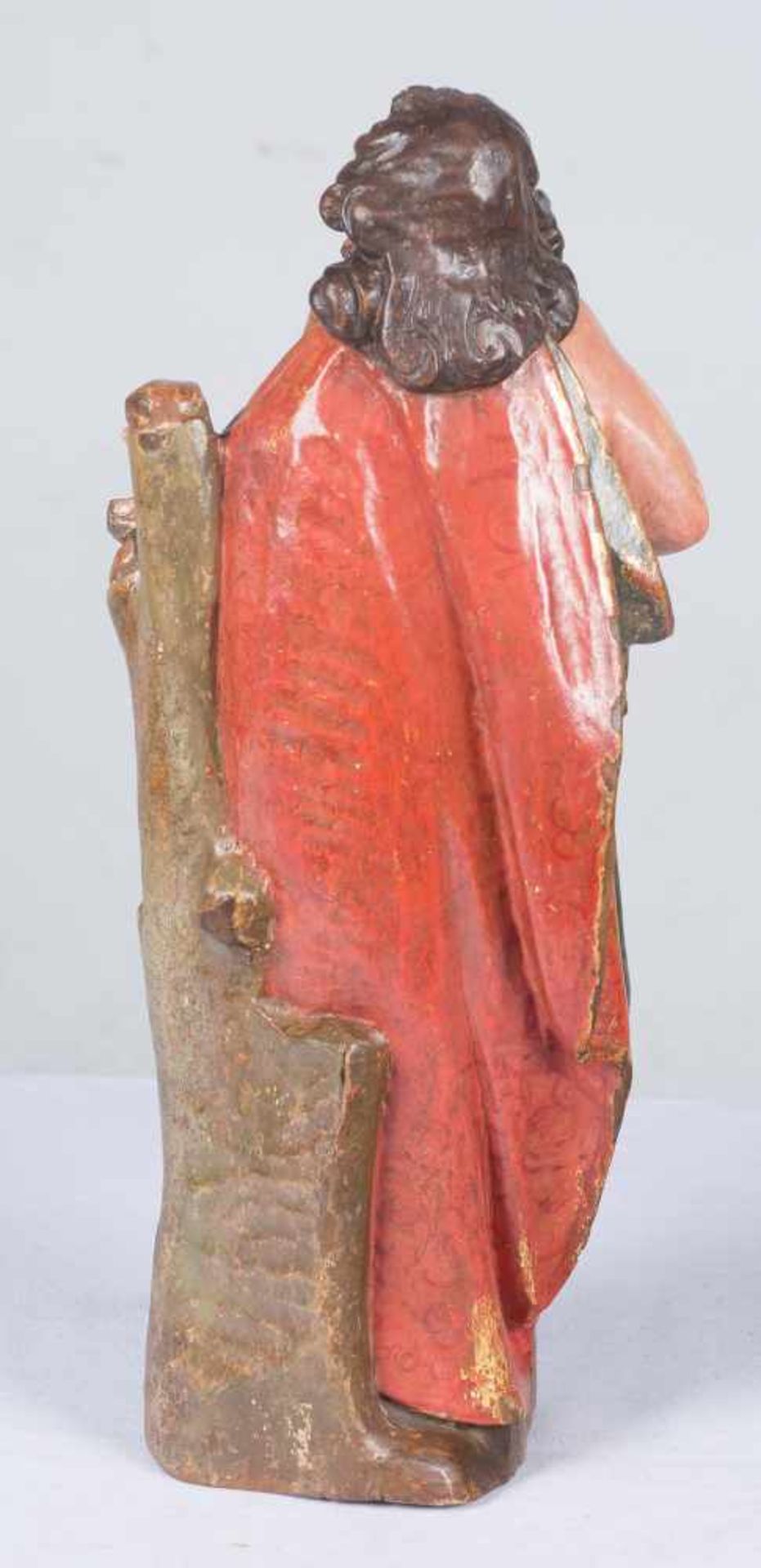 "Apostle or Evangelist". Carved, polychromed and gilded wooden sculpture. Romanesque school. 16nth - Bild 4 aus 5
