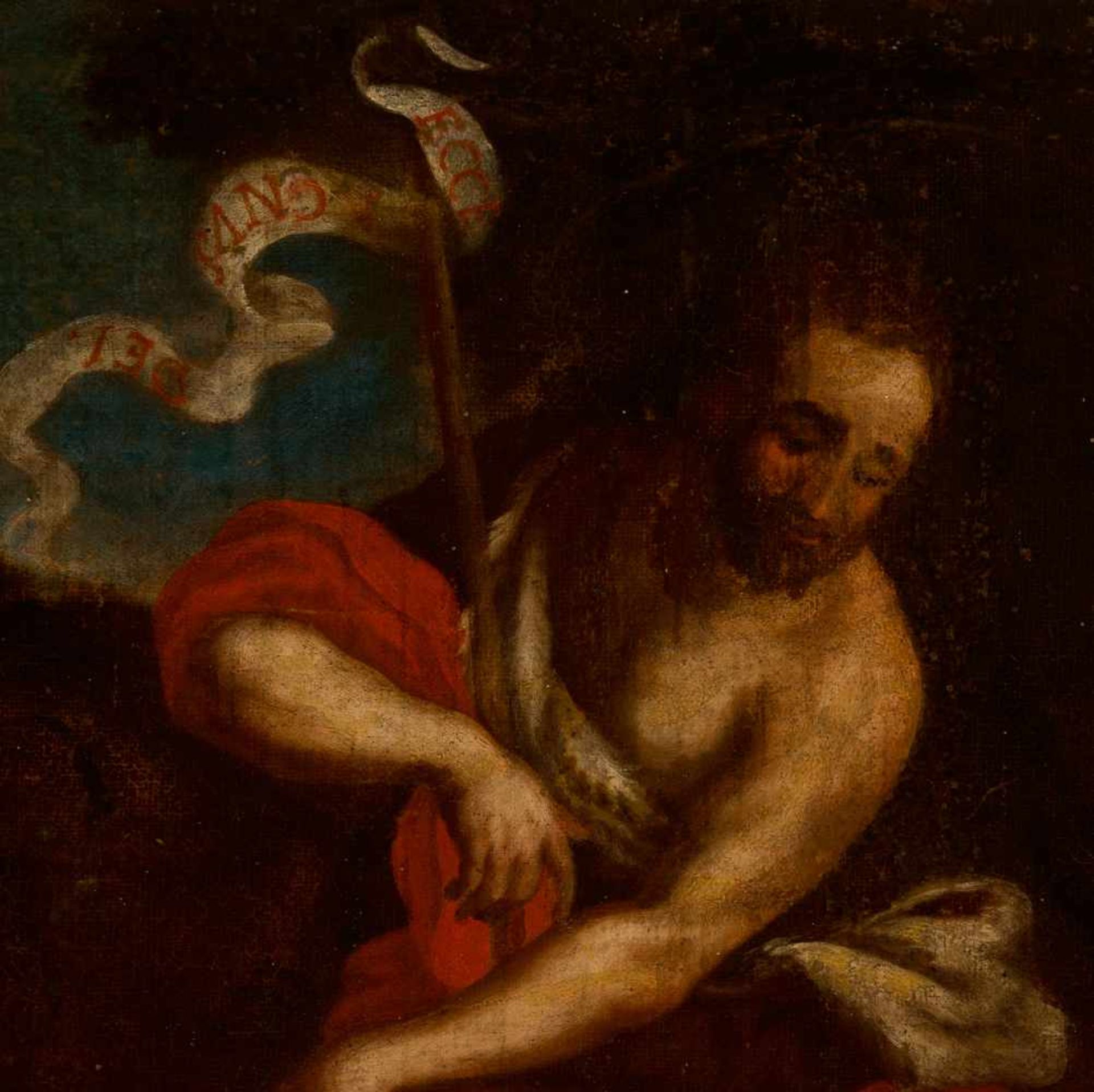 17th century Spanish School."Saint John the Baptist"Oil on canvas. Lined. 57 x 146 cm.- - -22.00 % - Bild 2 aus 4