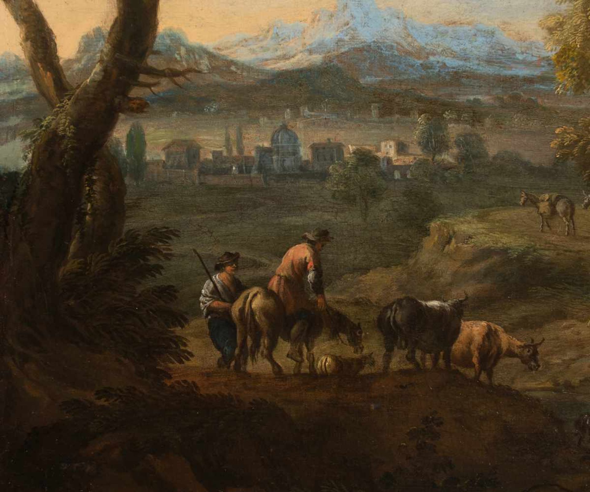 European School of the second half of the 18th century"Italian landscape"Oil on canvas. 76 x 102 cm. - Bild 2 aus 6