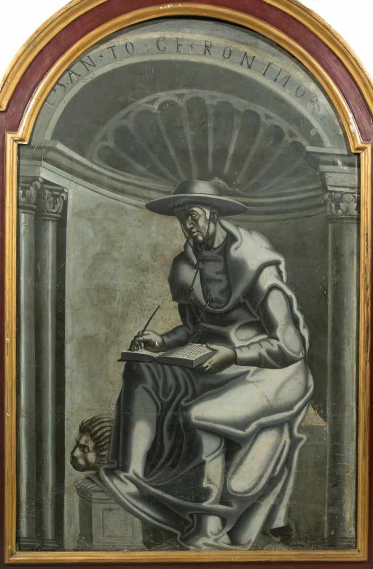 17th century Spanish School "Saint Jerome and Saint Isidore"Pair of grisailles on panel. In - Bild 2 aus 4