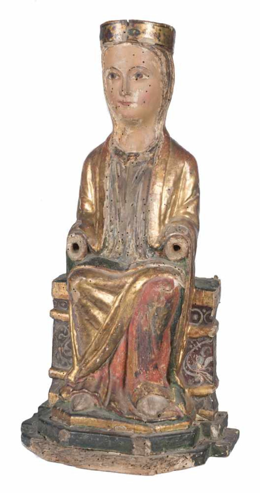 "Seat of Wisdom (Sedes Sapientiae)". Carved and polychromed wooden sculpture. Romanesque. 13th - Bild 2 aus 7