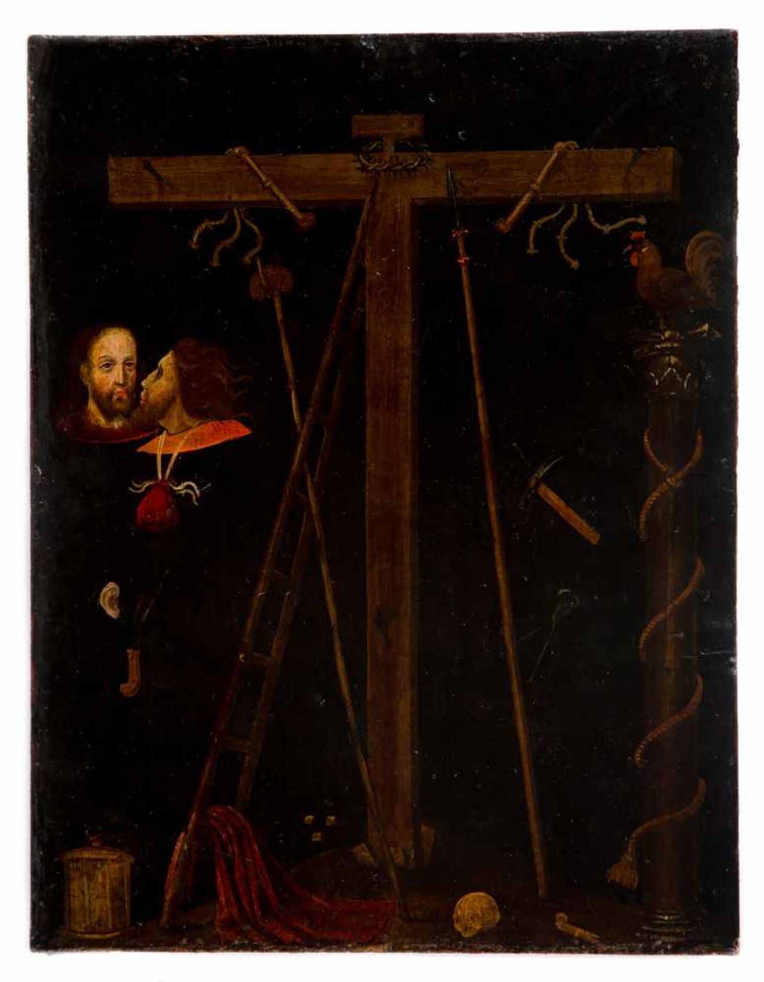 16th century Flemish School."Ecce Homo"Oil and gold illumination on panel. 37,9 x 29,1 cm.This - Bild 6 aus 7