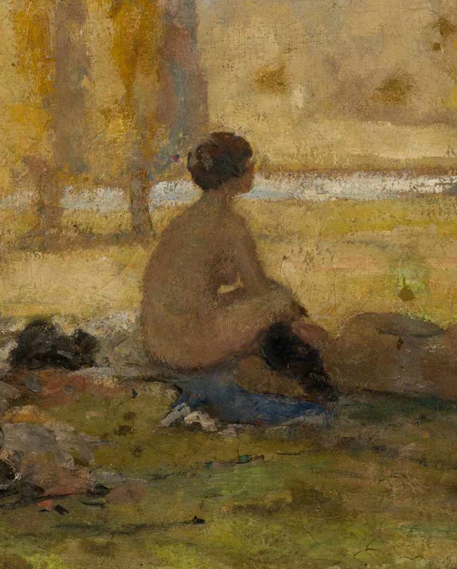 Fernad Maillaud (France, 1863 - 1948)"Lake with bather"Oil on canvas. Signed. Carved and gilded - Bild 2 aus 4