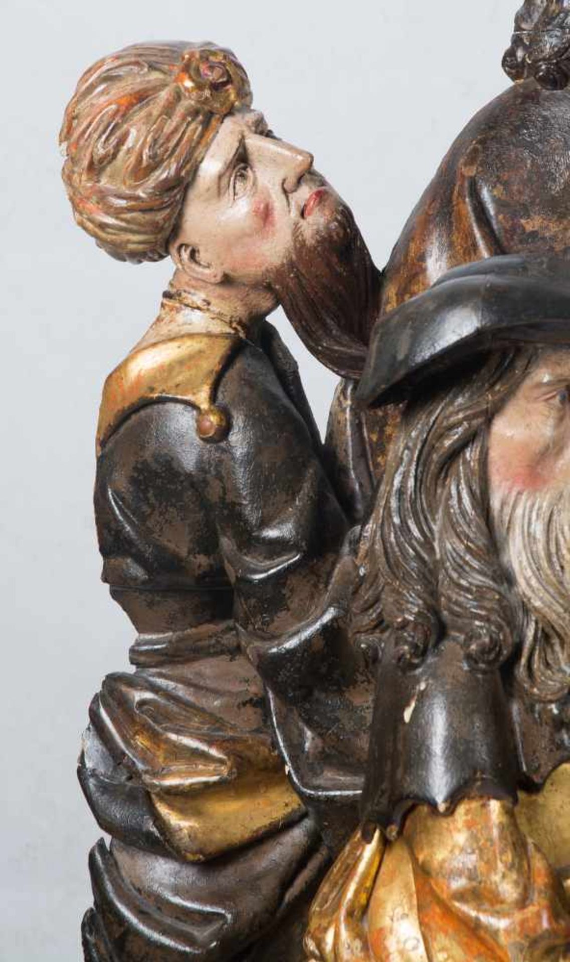 Magnificent carved, gilded and polychromed sculptural group. Flemish or German School. Limburg or - Bild 14 aus 22