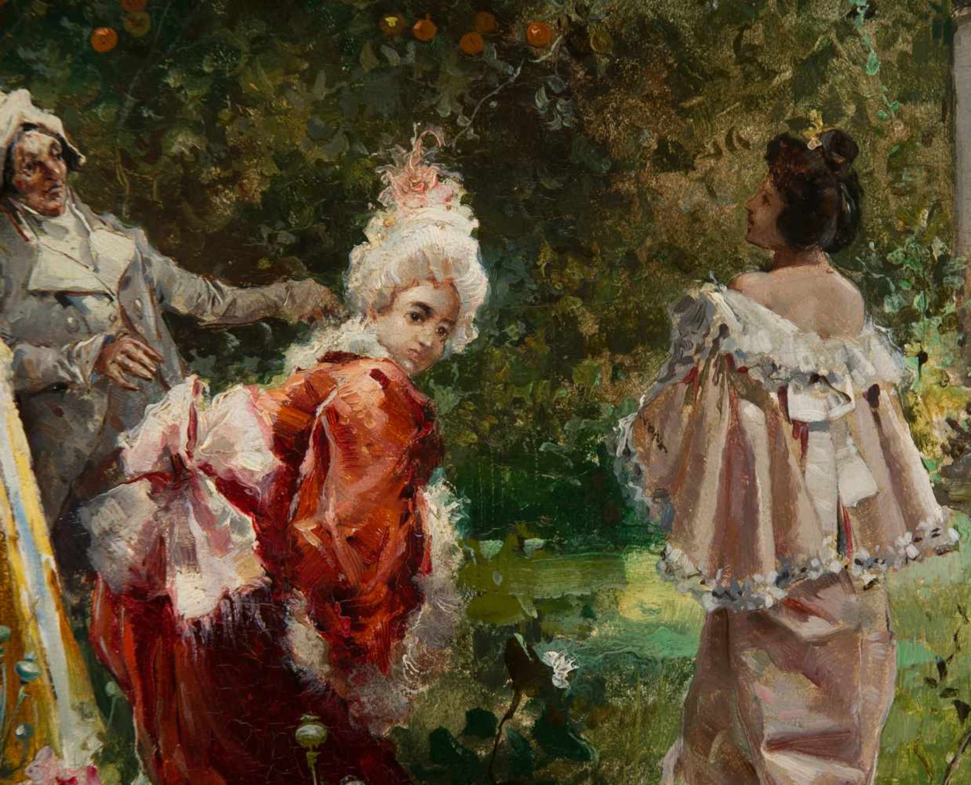 Eugenio Lucas Villaamil (Madrid, 1858 - 1918)"Party in the park"Oil on panel. Signed. 28 x 41 cm.- - - Bild 3 aus 6