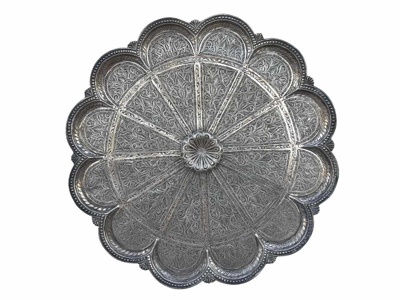 Silver filigree and embossed centre. Indo Portuguese. Possibly Goa. 18th - 19th centuries