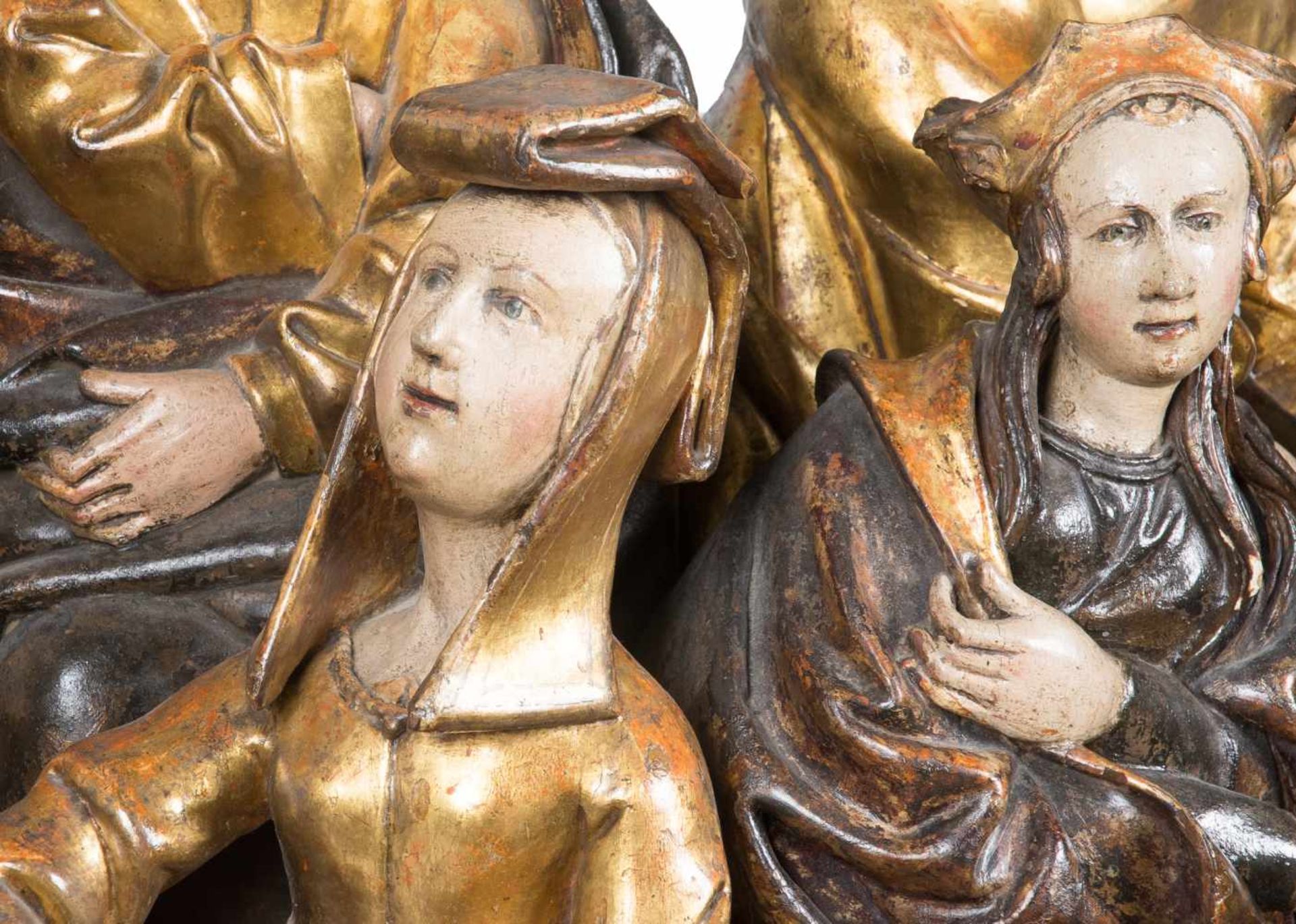 Magnificent carved, gilded and polychromed sculptural group. Flemish or German School. Limburg or - Bild 4 aus 22