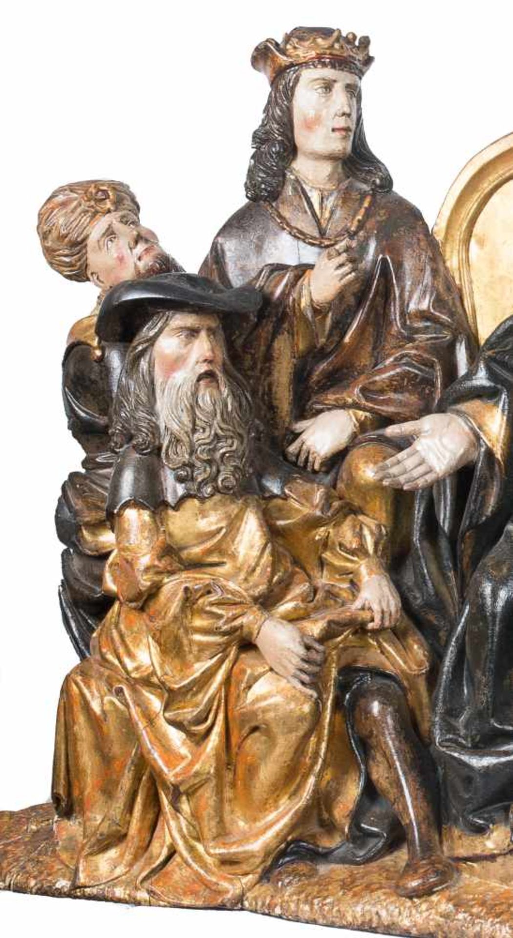 Magnificent carved, gilded and polychromed sculptural group. Flemish or German School. Limburg or - Bild 10 aus 22