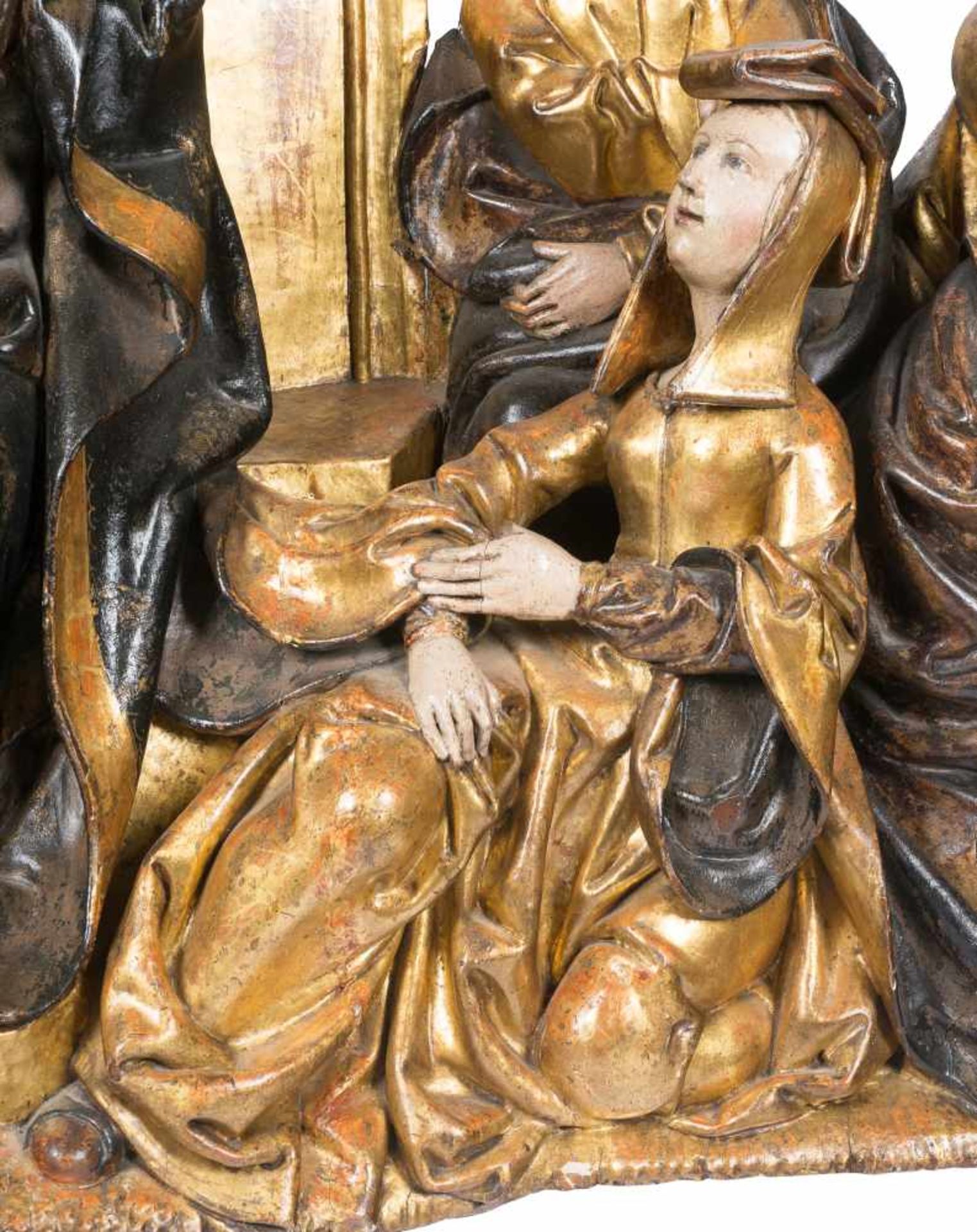 Magnificent carved, gilded and polychromed sculptural group. Flemish or German School. Limburg or - Bild 6 aus 22