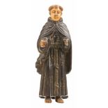 "Franciscan monk” Sculpted wood and ivory figure. Indo-Portuguese. 17th – 18th century.Height: 20,