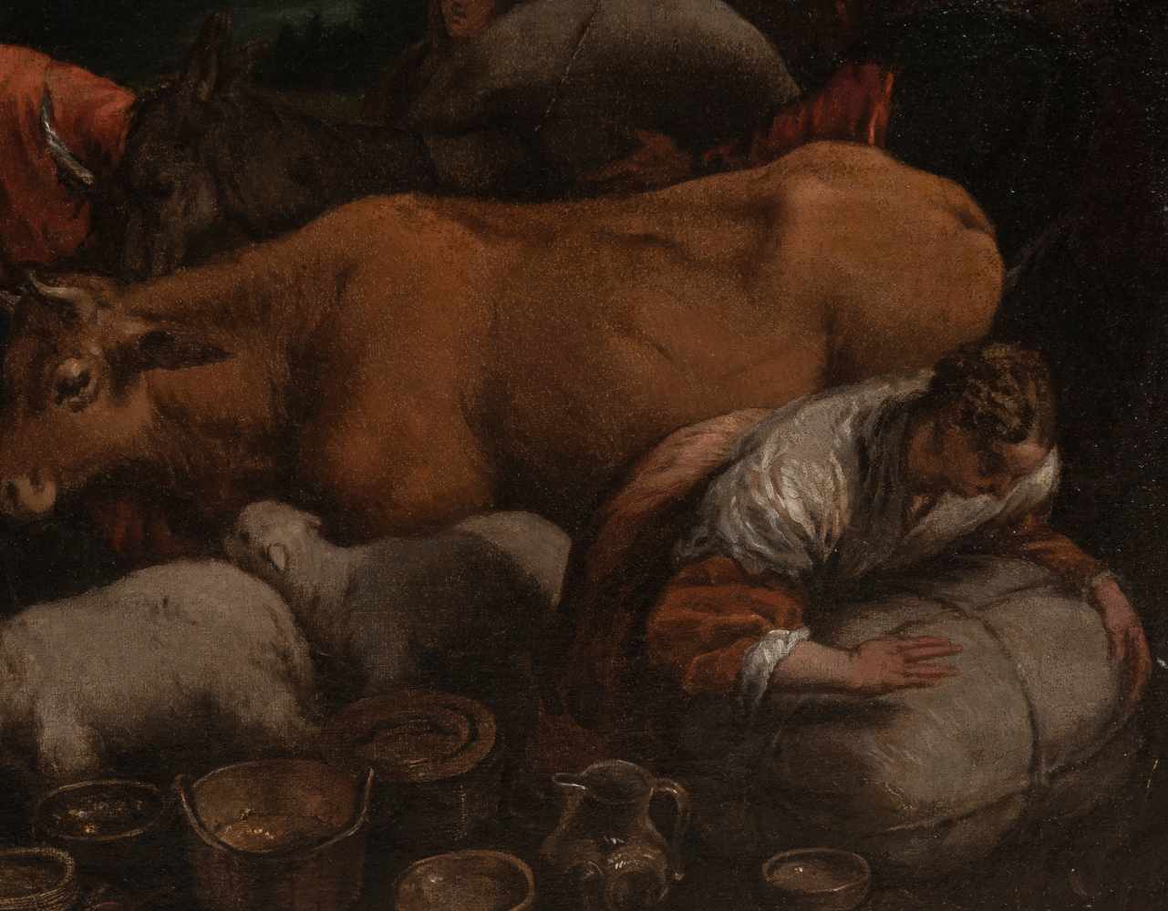 Attributed to Leandro Bassano (Bassano del Grappa, Veneto, 1557 -Venice, 1622)"Pastoral Scene"Oil on - Image 3 of 4