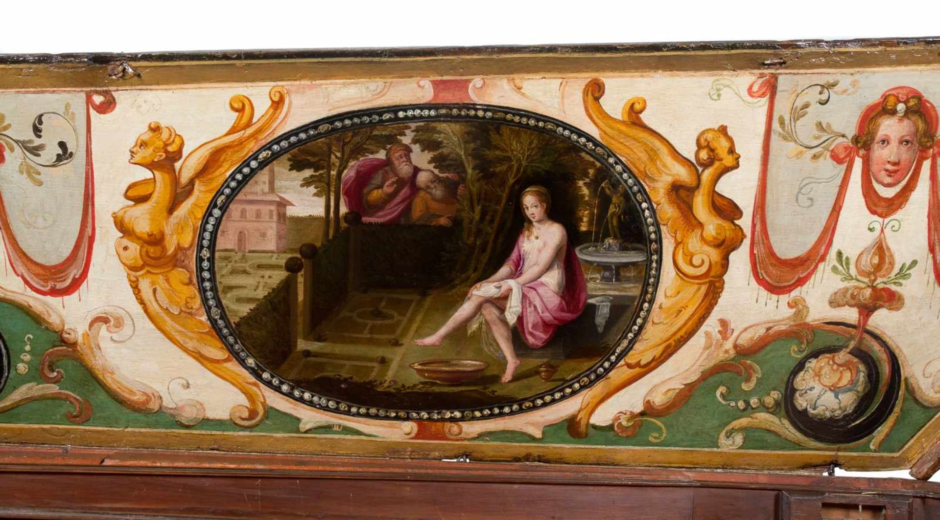 Virginal of the late 16th century. In an important carved wooden, polychrome and painted at the - Bild 12 aus 18