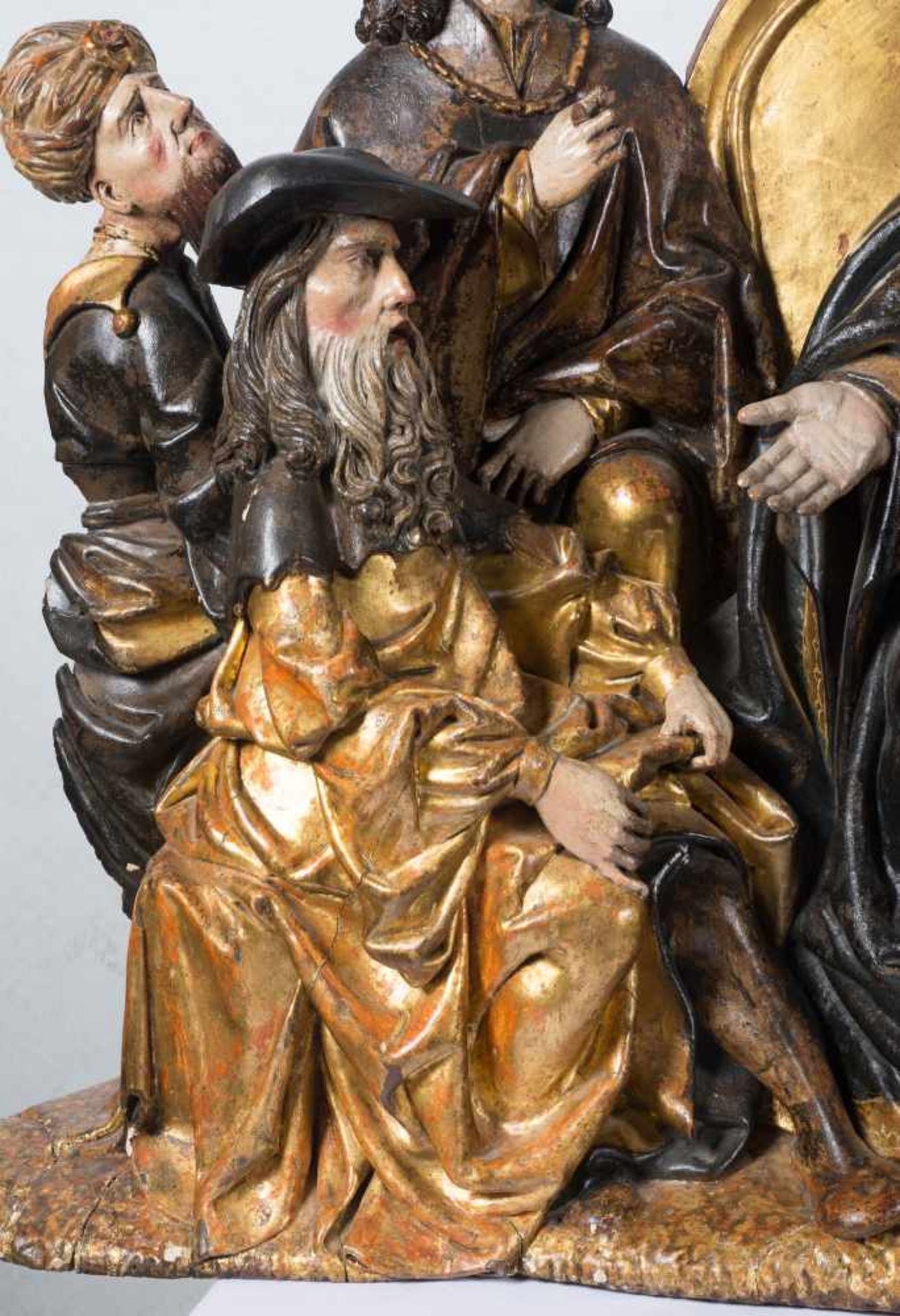 Magnificent carved, gilded and polychromed sculptural group. Flemish or German School. Limburg or - Bild 15 aus 22