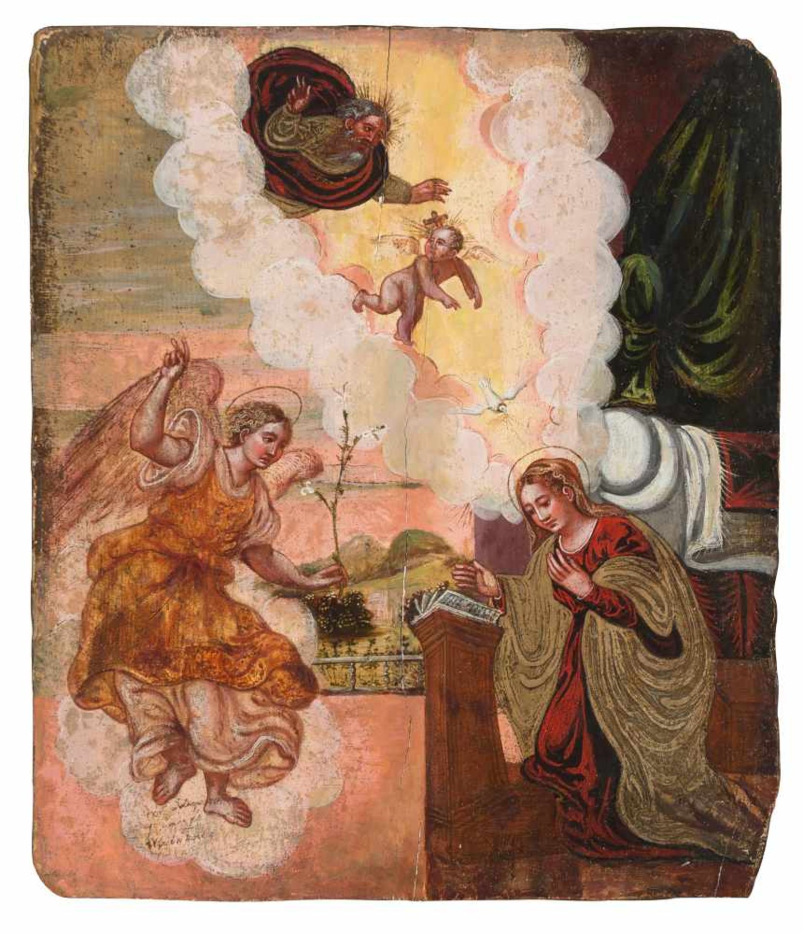 16th century Cretan School."The annunciation"Oil on panel.The Cretan school is an important post-