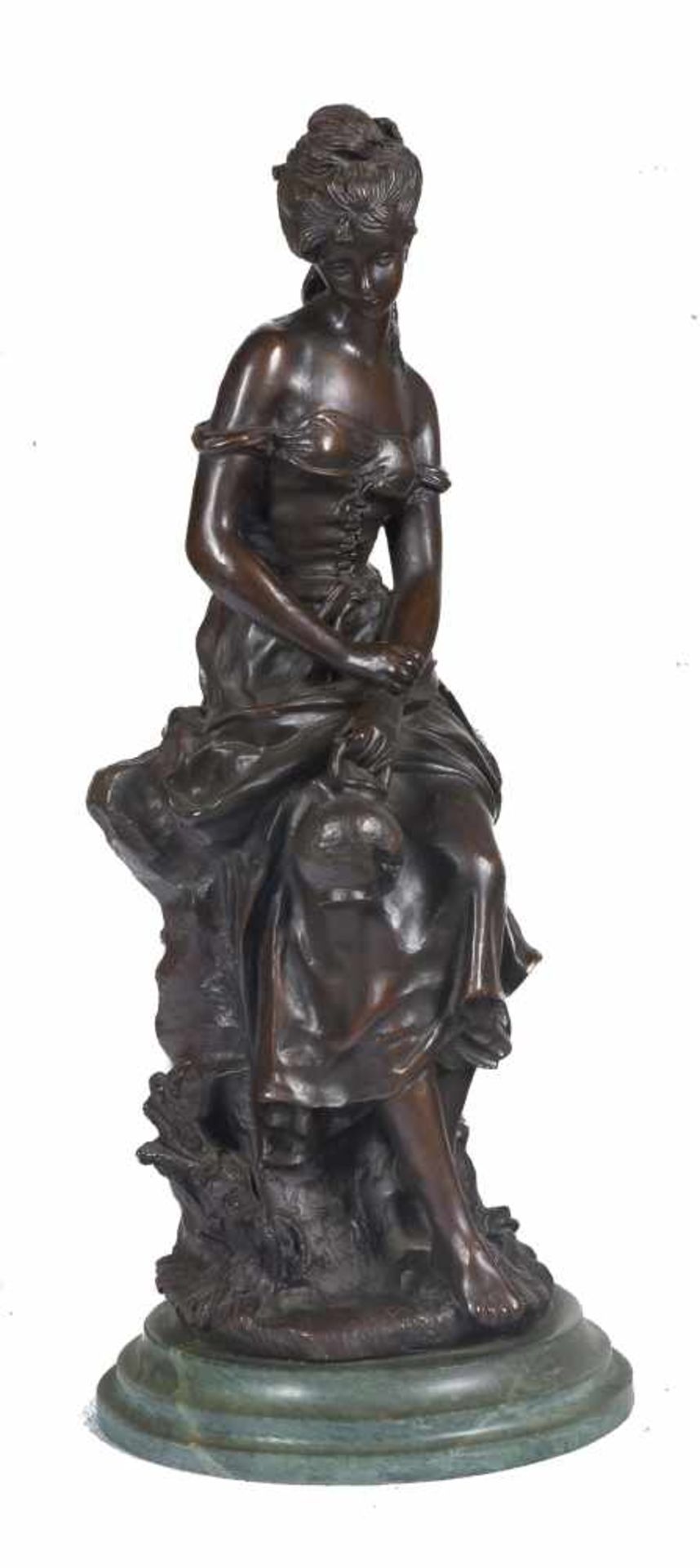Bronze sculpture. D'après Moreau. France. Circa 1930 - 40.Height with plinth: 41 cm.- - -22.00 %