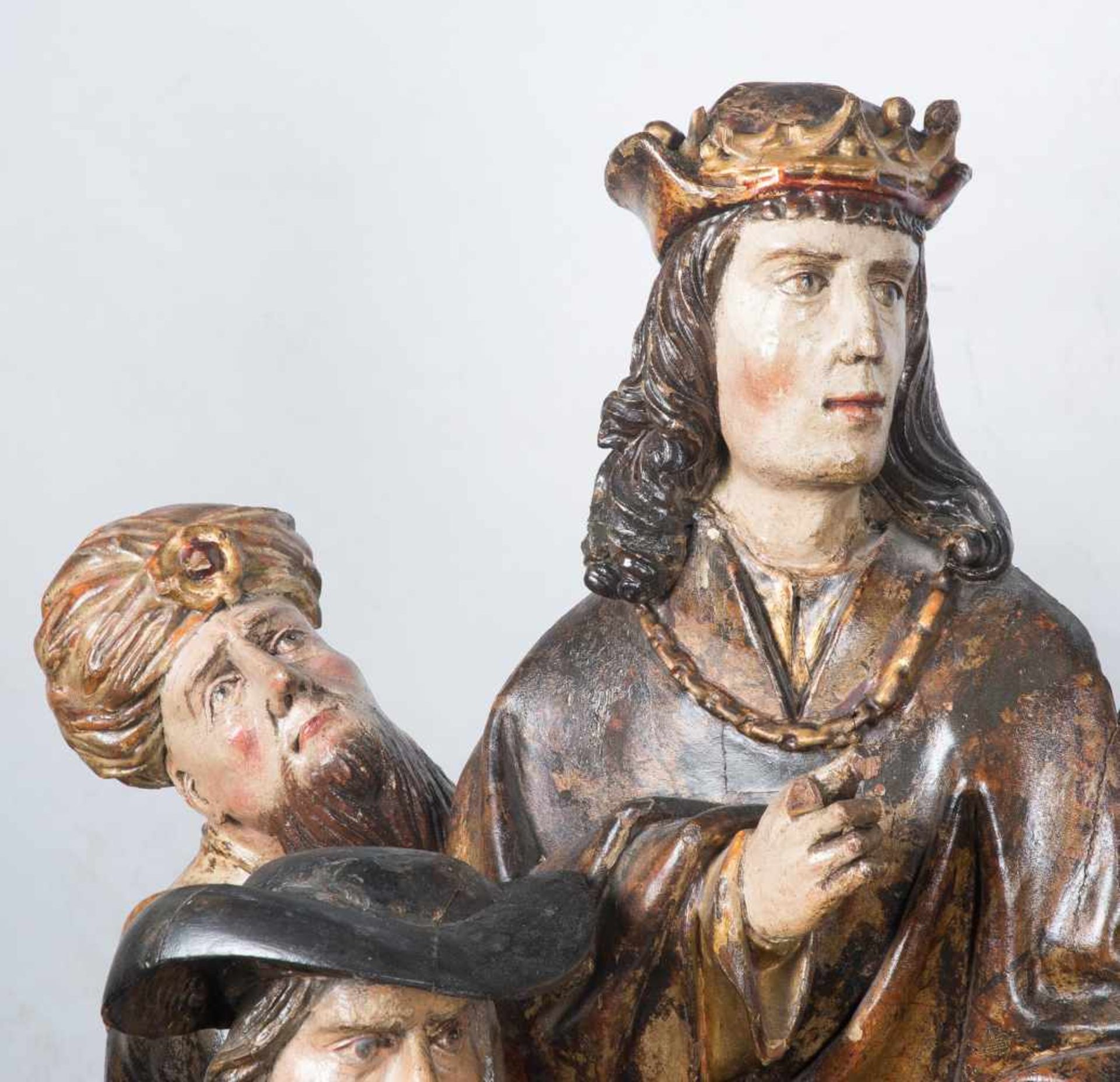 Magnificent carved, gilded and polychromed sculptural group. Flemish or German School. Limburg or - Bild 11 aus 22