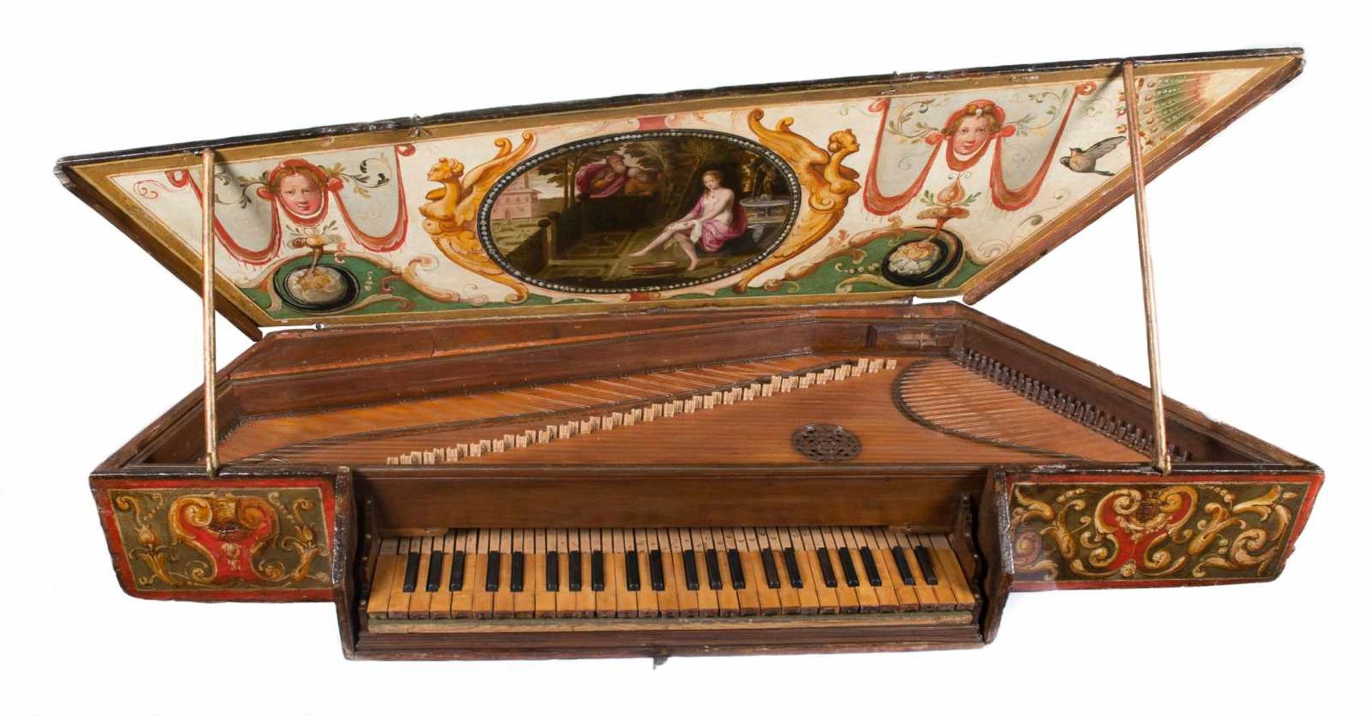 Virginal of the late 16th century. In an important carved wooden, polychrome and painted at the - Bild 11 aus 18