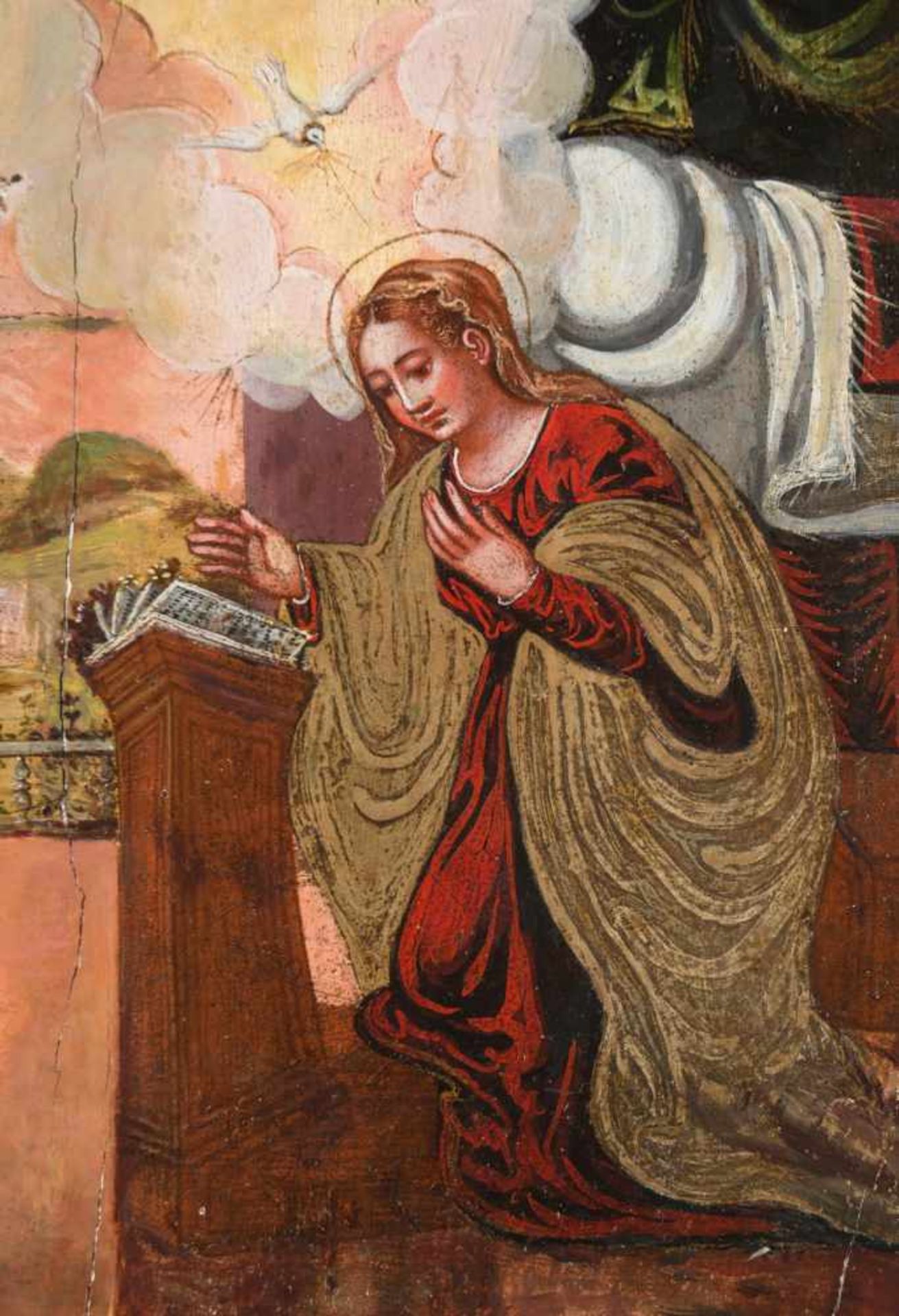 16th century Cretan School."The annunciation"Oil on panel.The Cretan school is an important post- - Bild 4 aus 5