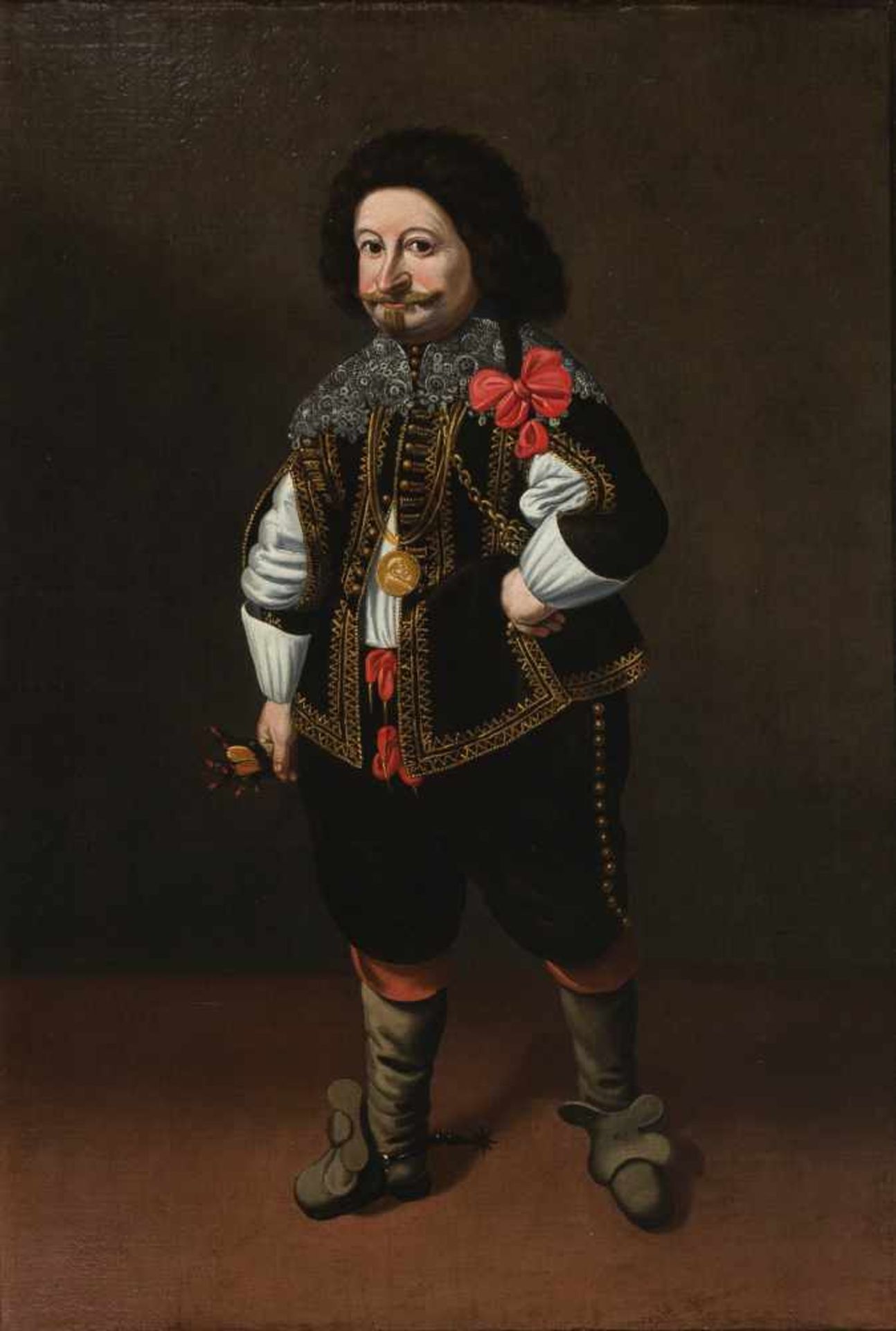 17th century Spanish School."Bufón" (Fool)Oil on canvas. Lined. Imposing gilded and carved 19th - Bild 2 aus 7