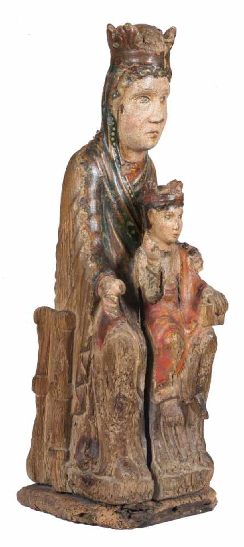 Seat of Wisdom (Sedes Sapientiae)". Carved and polychromed wooden sculpture. Catalan School. - Bild 4 aus 8