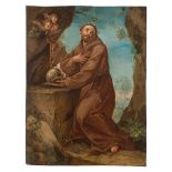 French School from 18th Century “Saint Francis of Assisi” Oil on cooper. 25,5 x 19,5 cm.- - -22.00 %