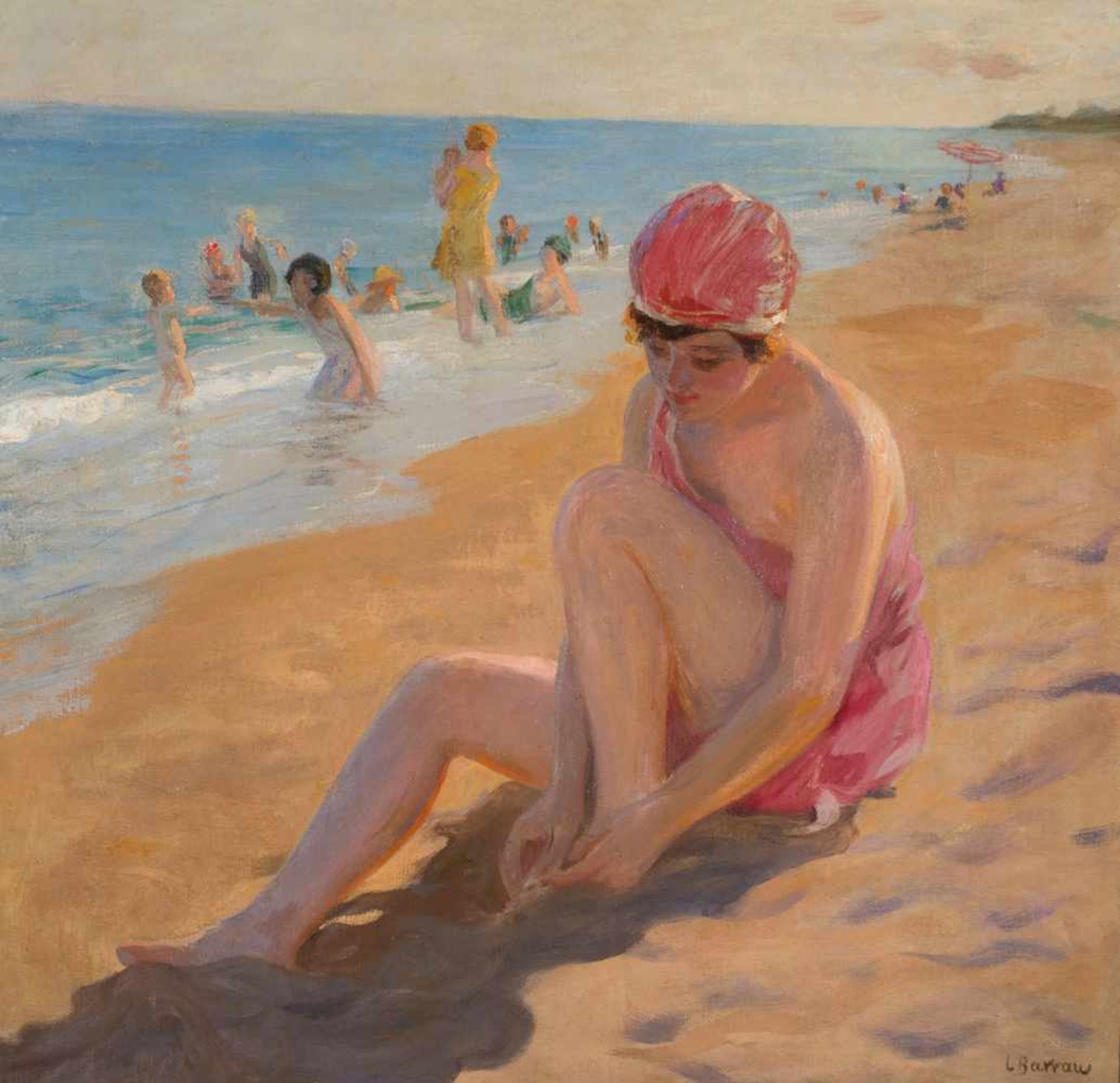 Laureano Barrau (Barcelona, 1863 − Ibiza, 1957)"Bather"Oil on canvas. Signed. 76 x 78 cm.- - -22.