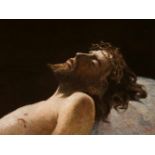 Romolo Sellini (Italy, 1914 - 1998)"The Dead Christ"Micromosaic. Signed. 30 x 38 cm.Italian