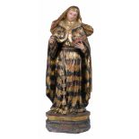 "Saint Rosa of Lima". Carved, gilded, polychromed and estofado wooden sculpture. Colonial. 17th –