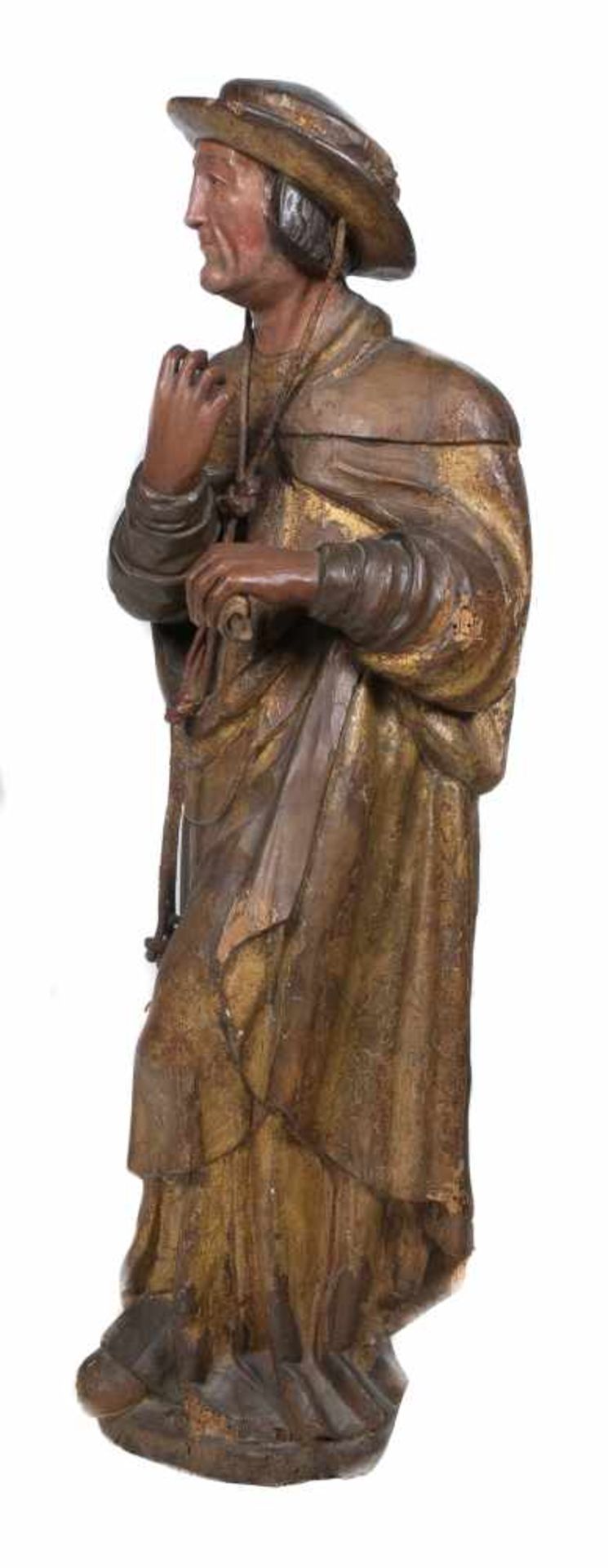 "Saint Jerome" Carved, gilded and polychromed wooden sculpture. Possibly German. Late 15th century. - Bild 2 aus 3