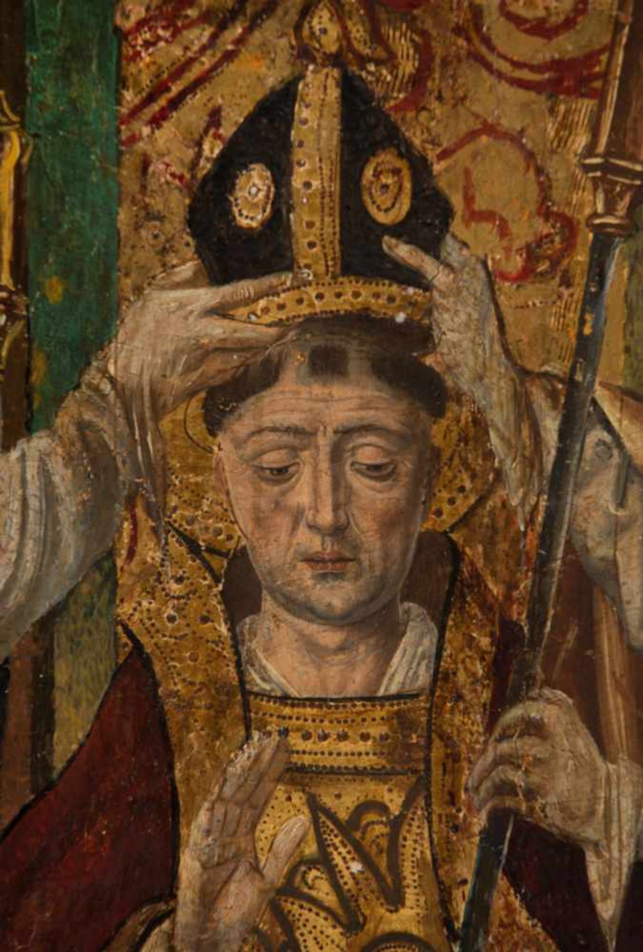 15th century Spanish School"Saint Augustine"Tempera and gold leaf on panel. Some restoration work. - Bild 2 aus 6