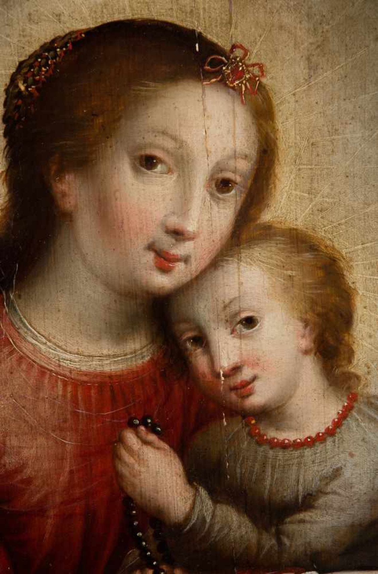 16th century Flemish School"Virgin of the Rodary"Oil on panel. 58 x 38 cm.- - -22.00 % buyer's - Bild 2 aus 5