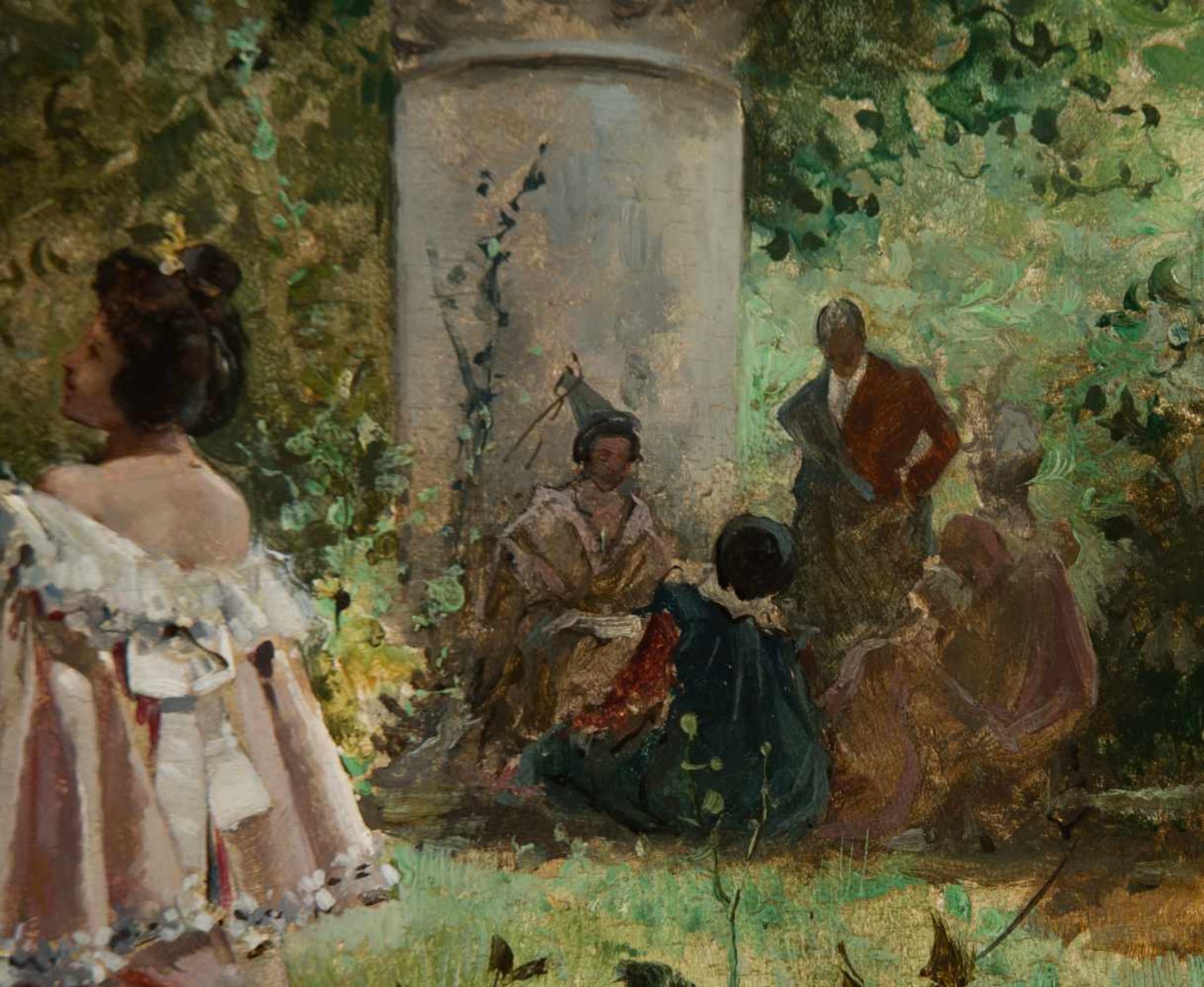 Eugenio Lucas Villaamil (Madrid, 1858 - 1918)"Party in the park"Oil on panel. Signed. 28 x 41 cm.- - - Bild 5 aus 6