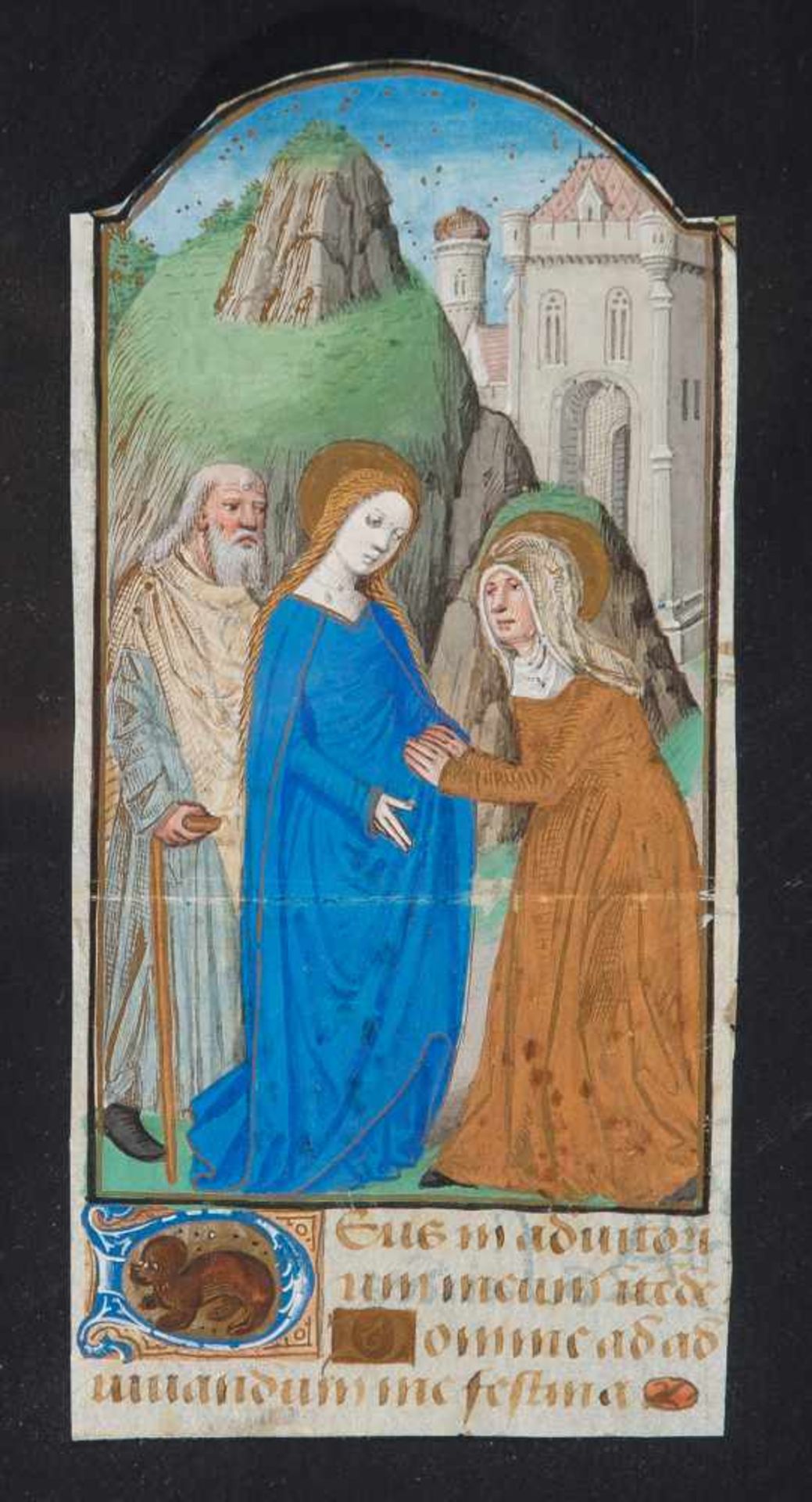 Set of three illuminated miniatures. Gothic. 15th century.Representing scenes from the life of Mary, - Bild 2 aus 3