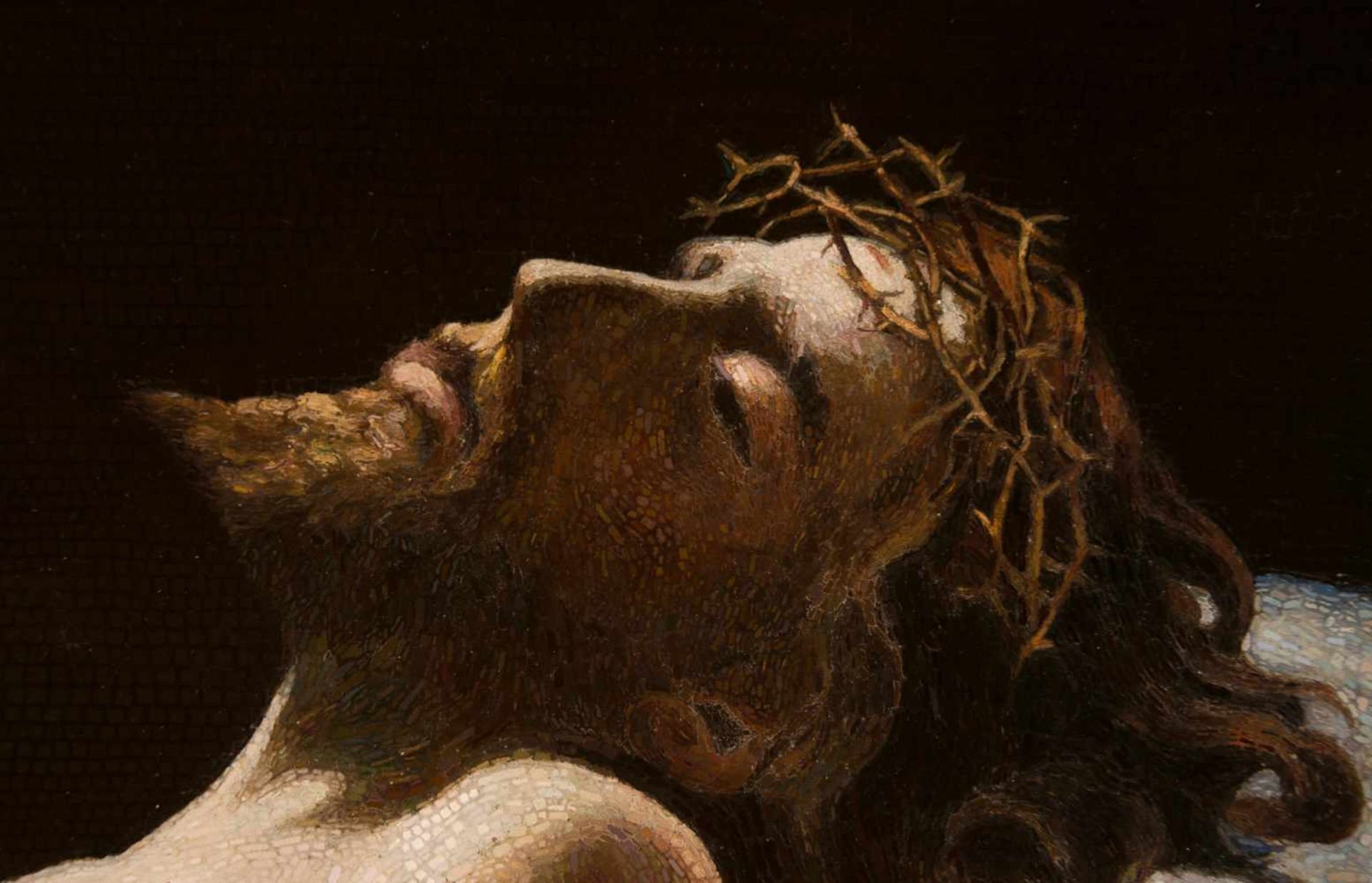 Romolo Sellini (Italy, 1914 - 1998)"The Dead Christ"Micromosaic. Signed. 30 x 38 cm.Italian - Bild 2 aus 3