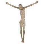 "Christ" Carved wooden sculpture with polychrome residue. Possibly Italian. Gothic. 14th – 15th